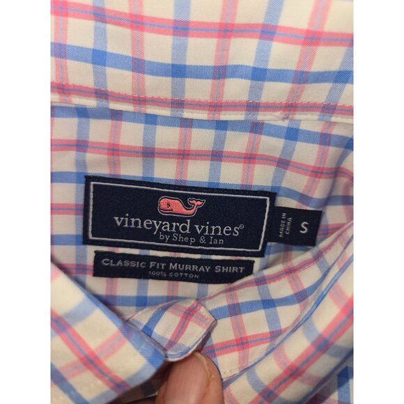 Vineyard Vines Mens Classic Fit Murray Shirt Small Blue/Pink Check Button-Down - Picture 5 of 7